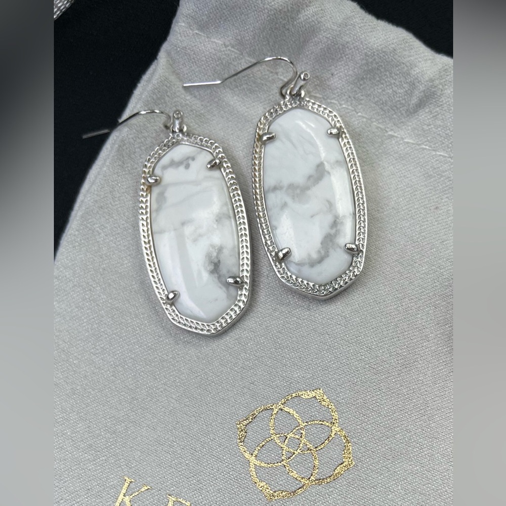 Kendra Scott Elle Silver Drop Earrings in White Rhodium Over Brass